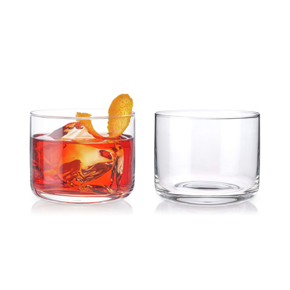 Viski Raye Crystal Negroni Glasses, Lowball Cocktail Glasses Premium Crystal  Glassware, 8oz Tumbler Glasses Set of 2