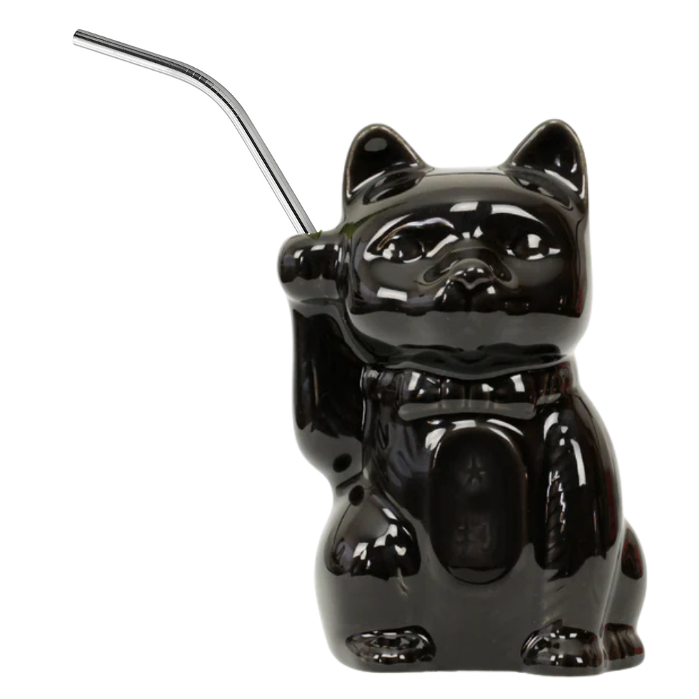 Black Neko Cat Tiki Mug_front