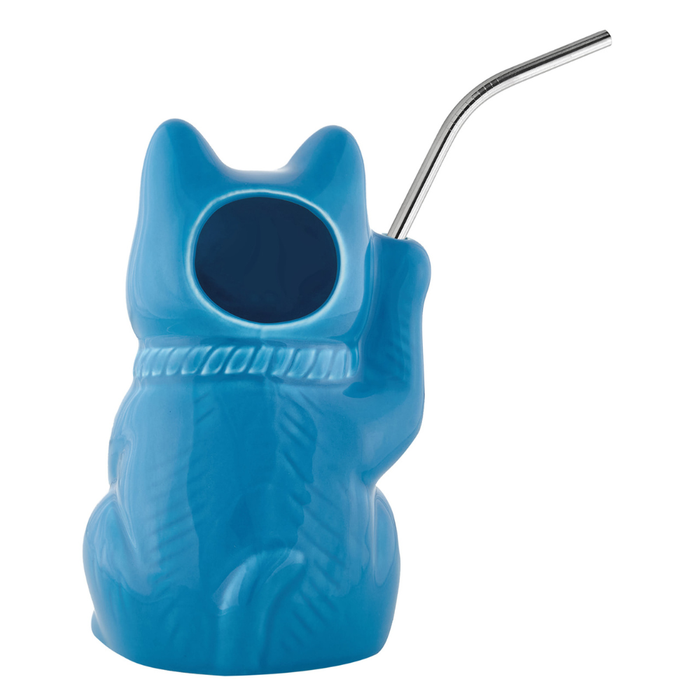 Blue Koi Neko Cat Tiki Mug_back