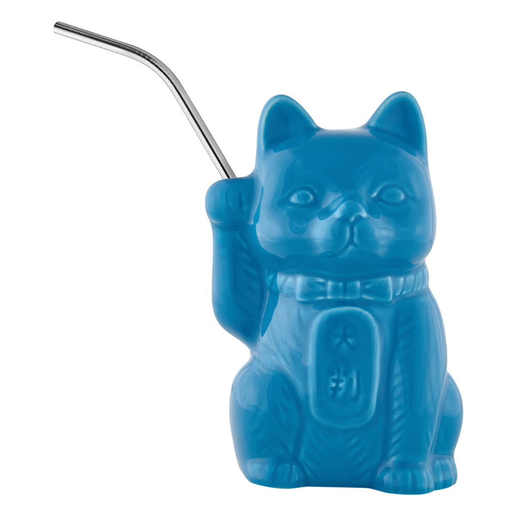 Blue Koi Neko Cat Tiki Mug_front