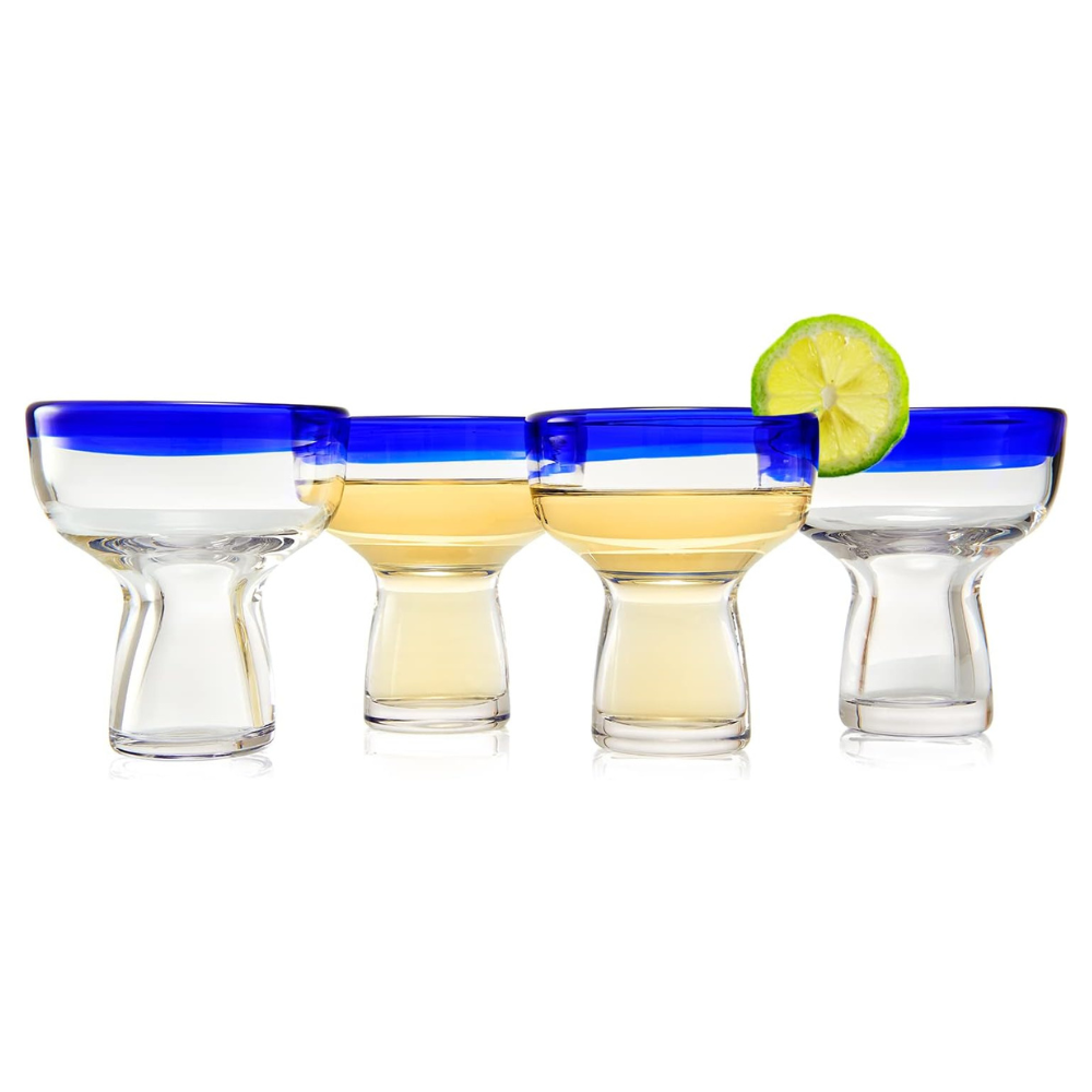 Blue Rim Margarita Glass - set of 4