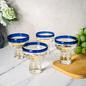 Blue Rim Margarita Glass - set of 4