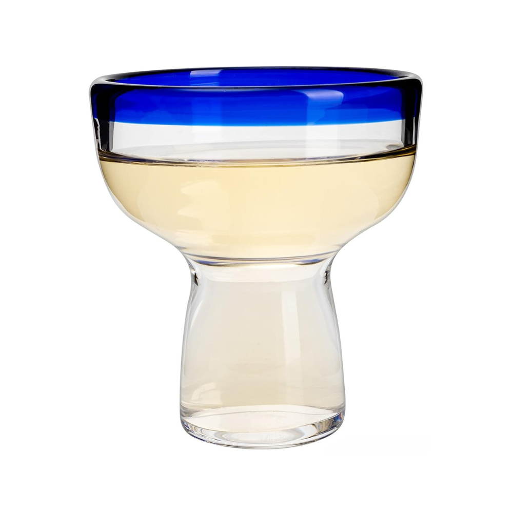 Blue Rim Margarita Glass - single