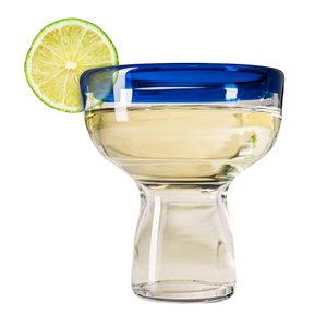 Blue Rim Margarita Glass - single