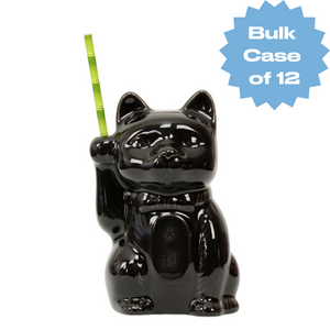 Bulk Black Neko Cat Tiki Mug (Case of 12)