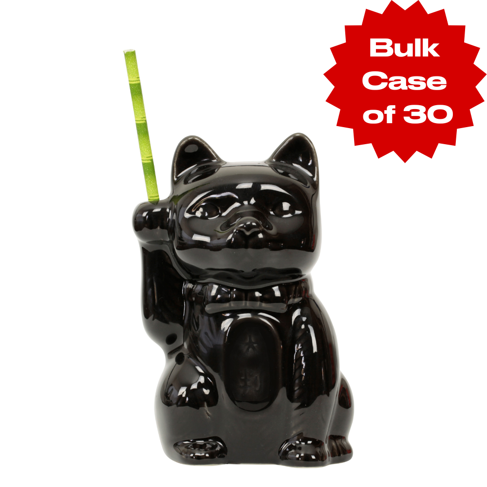 Bulk Black Neko Cat Tiki Mug (Case of 30)