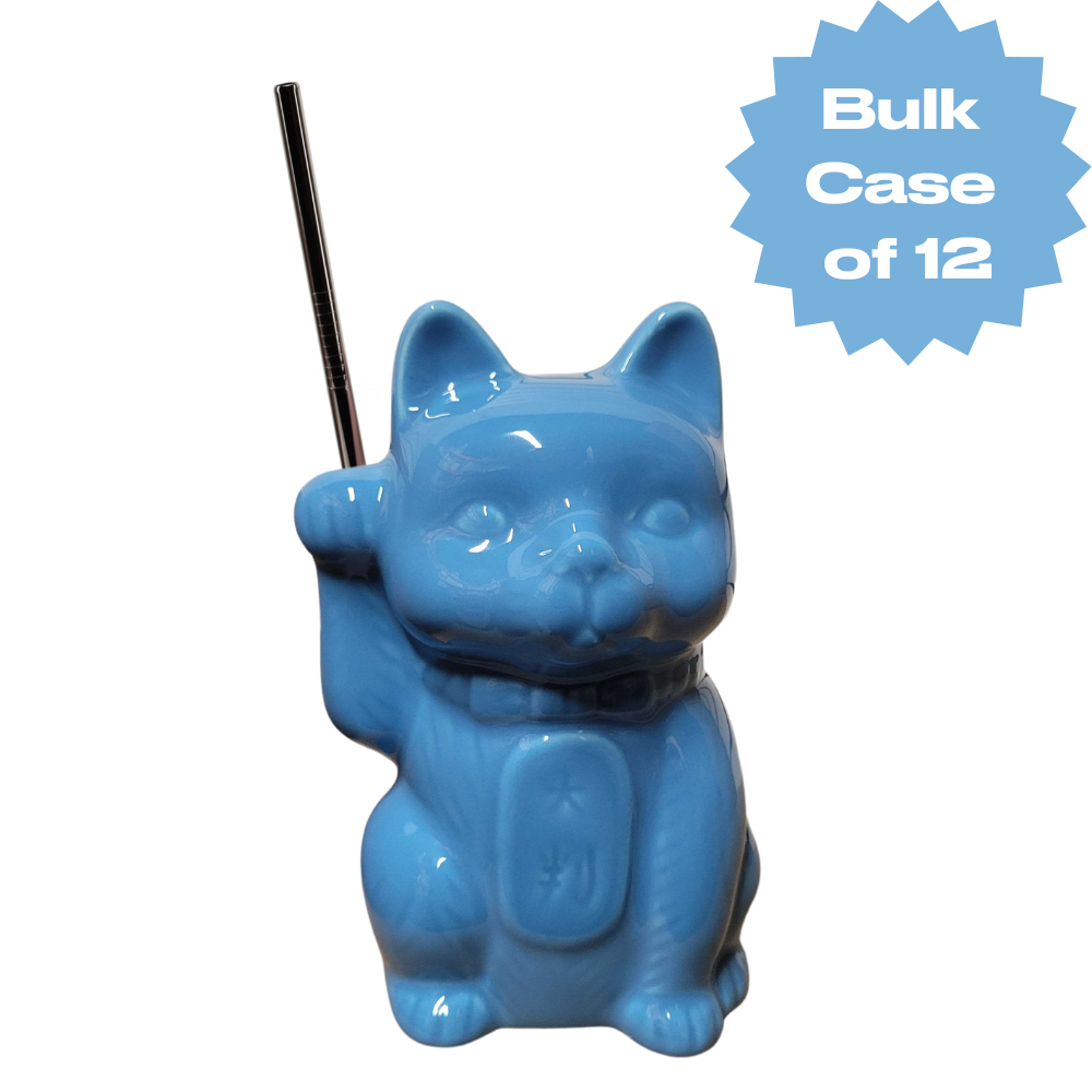 Bulk Blue Koi Neko Cat Tiki Mug (Case of 12)