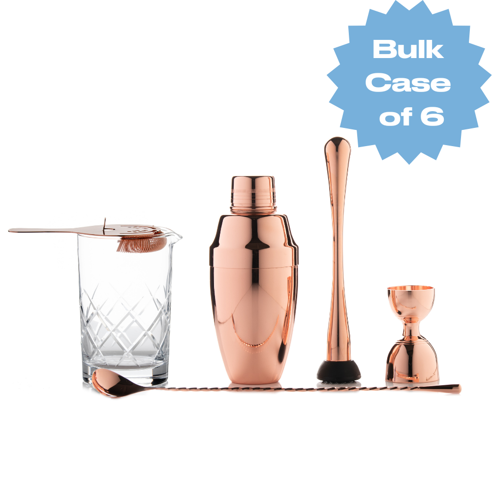 Bulk Deluxe Bar Tools Set with Cobbler Shaker - Copper (Case of 6)