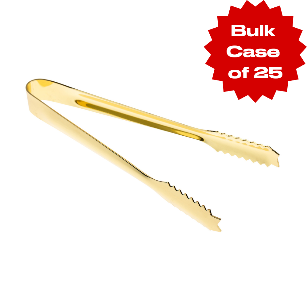 Bulk Gold Serrated Ice Tongs (Case of 25)