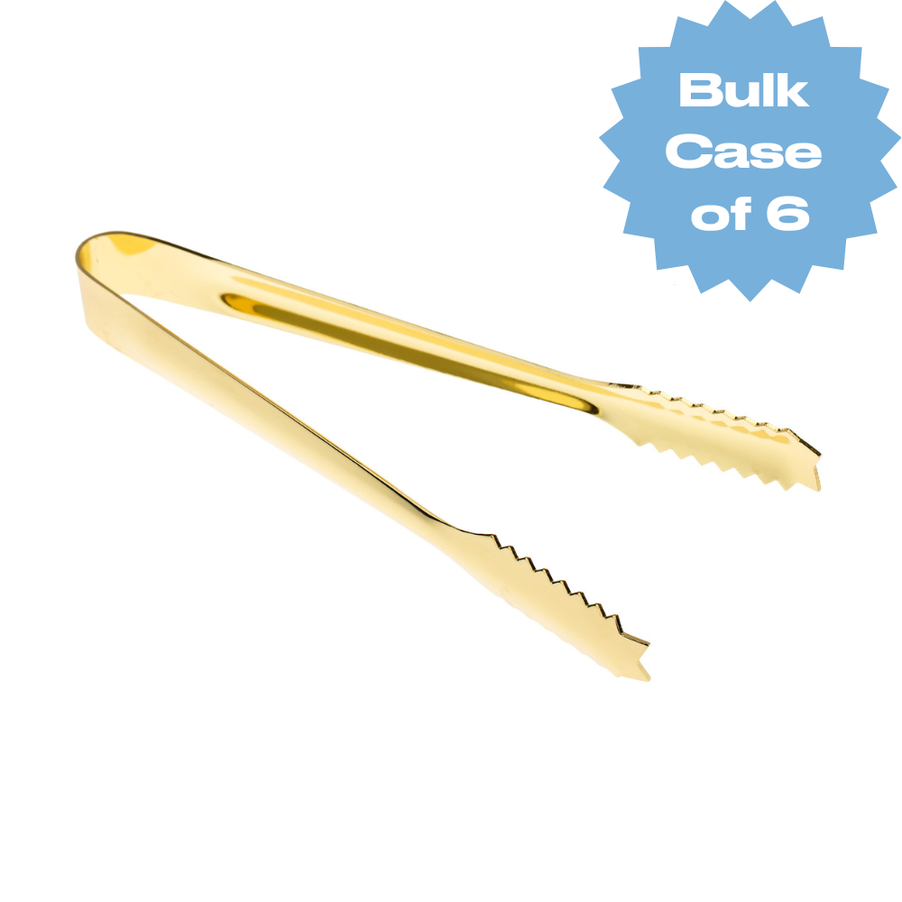 Bulk Gold Serrated Ice Tongs (Case of 6)