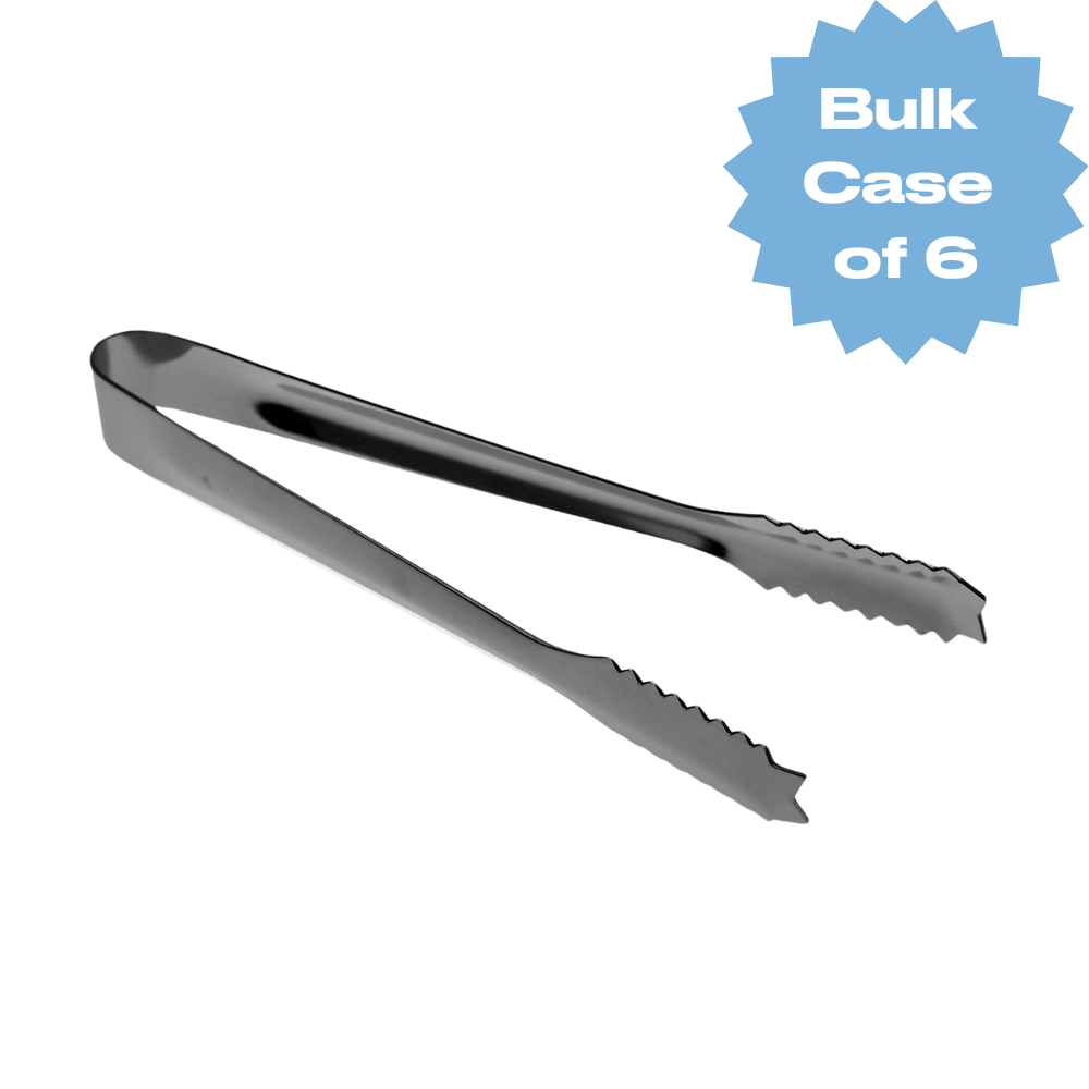 Bulk Gunmetal Serrated Ice Tongs (Case of 6)