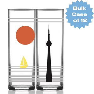 Bulk Retro Toronto Collins Glass - Red Sun (Case of 12)