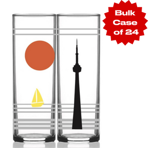 Bulk Retro Toronto Collins Glass - Red Sun (Case of 24)