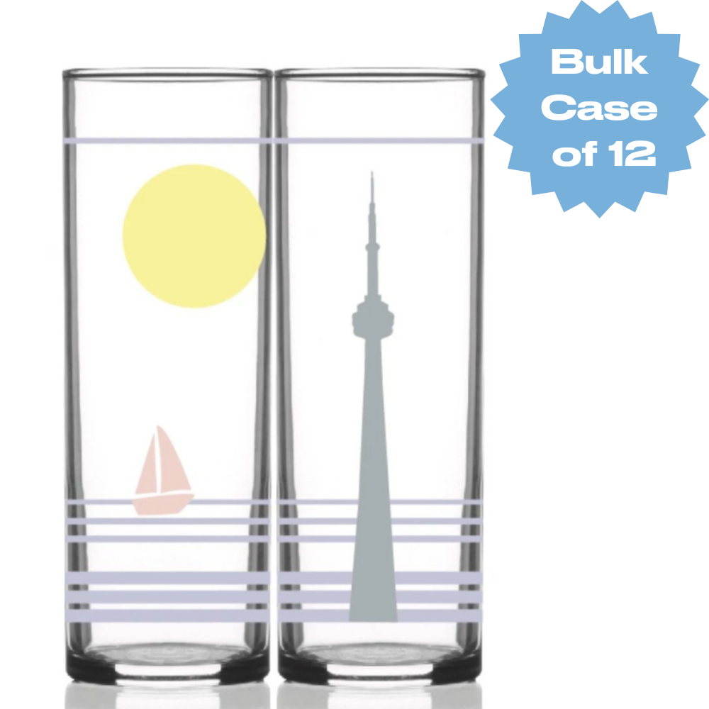 Bulk Retro Toronto Collins Glass - Yellow Sun (Case of 12)