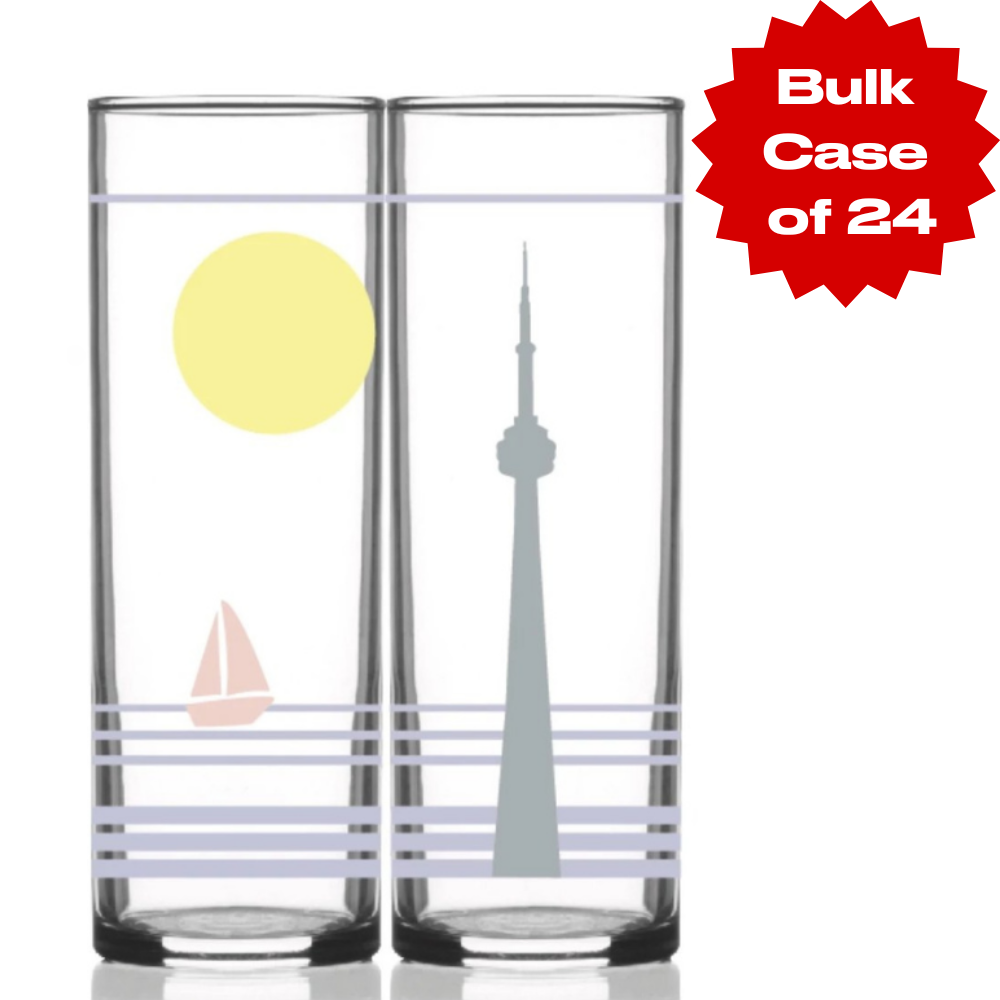 Bulk Retro Toronto Collins Glass - Yellow Sun (Case of 24)