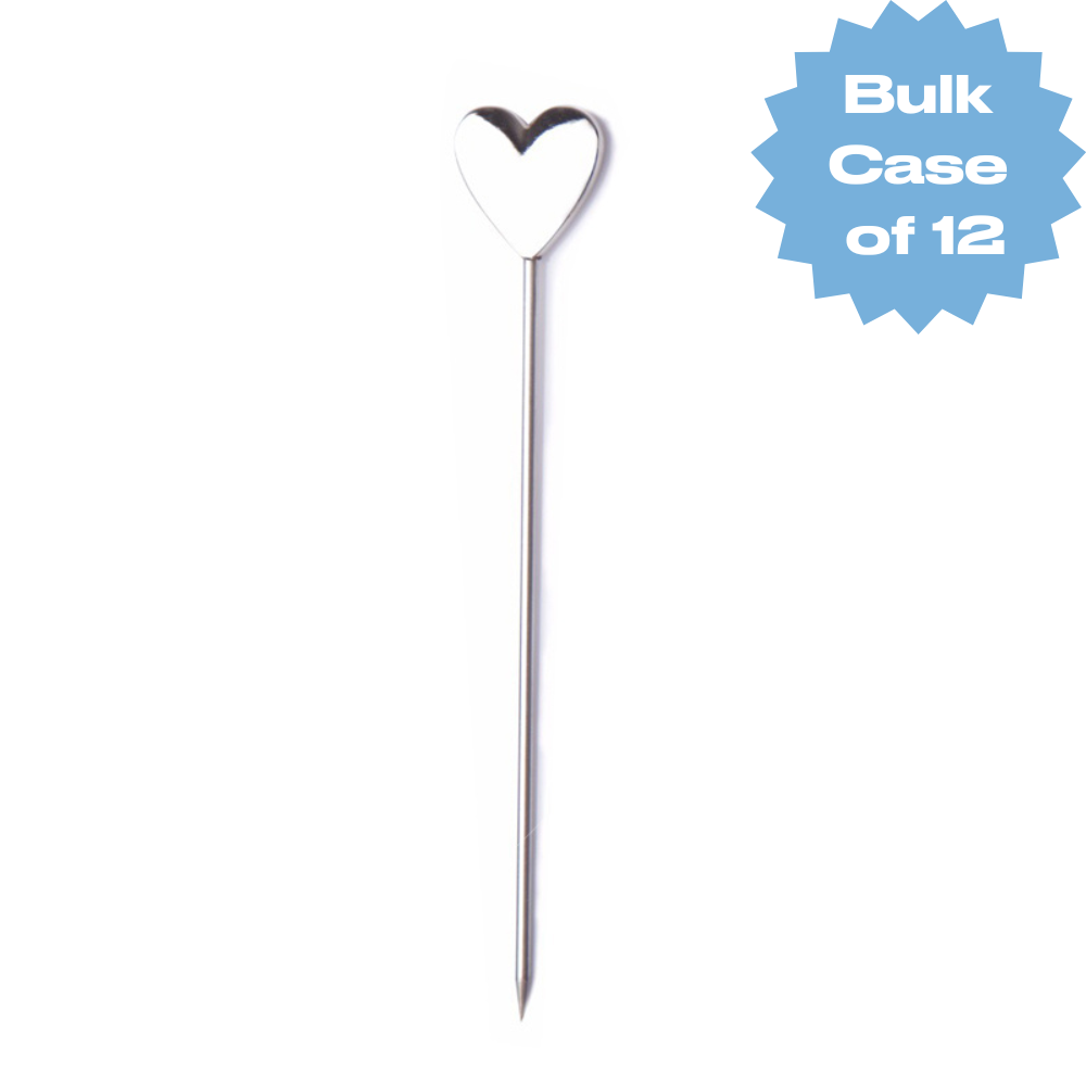 Bulk Stainless Steel Heart Cocktail Pin (Case of 12)