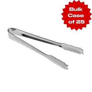 Bulk Stainless Steel Serrated Ice Tongs (Case of 25)