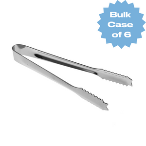 Bulk Stainless Steel Serrated Ice Tongs (Case of 6)