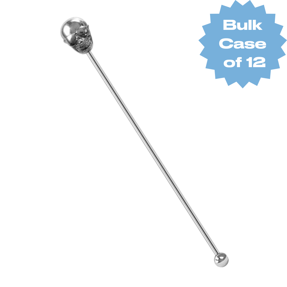 Bulk Stainless Steel Skull Stir Stick (Case of 12)