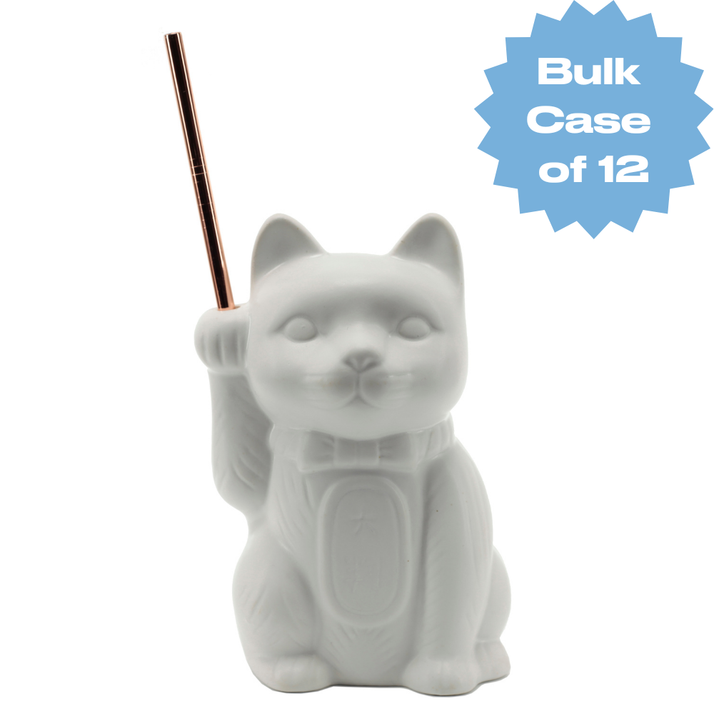 Bulk White Neko Cat Tiki Mug (Case of 12)