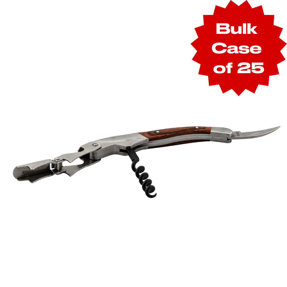 Bulk Wooden Double-Hinge Corkscrew (Case of 25)