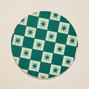 Green Checkered Star Coasters (set of 4)