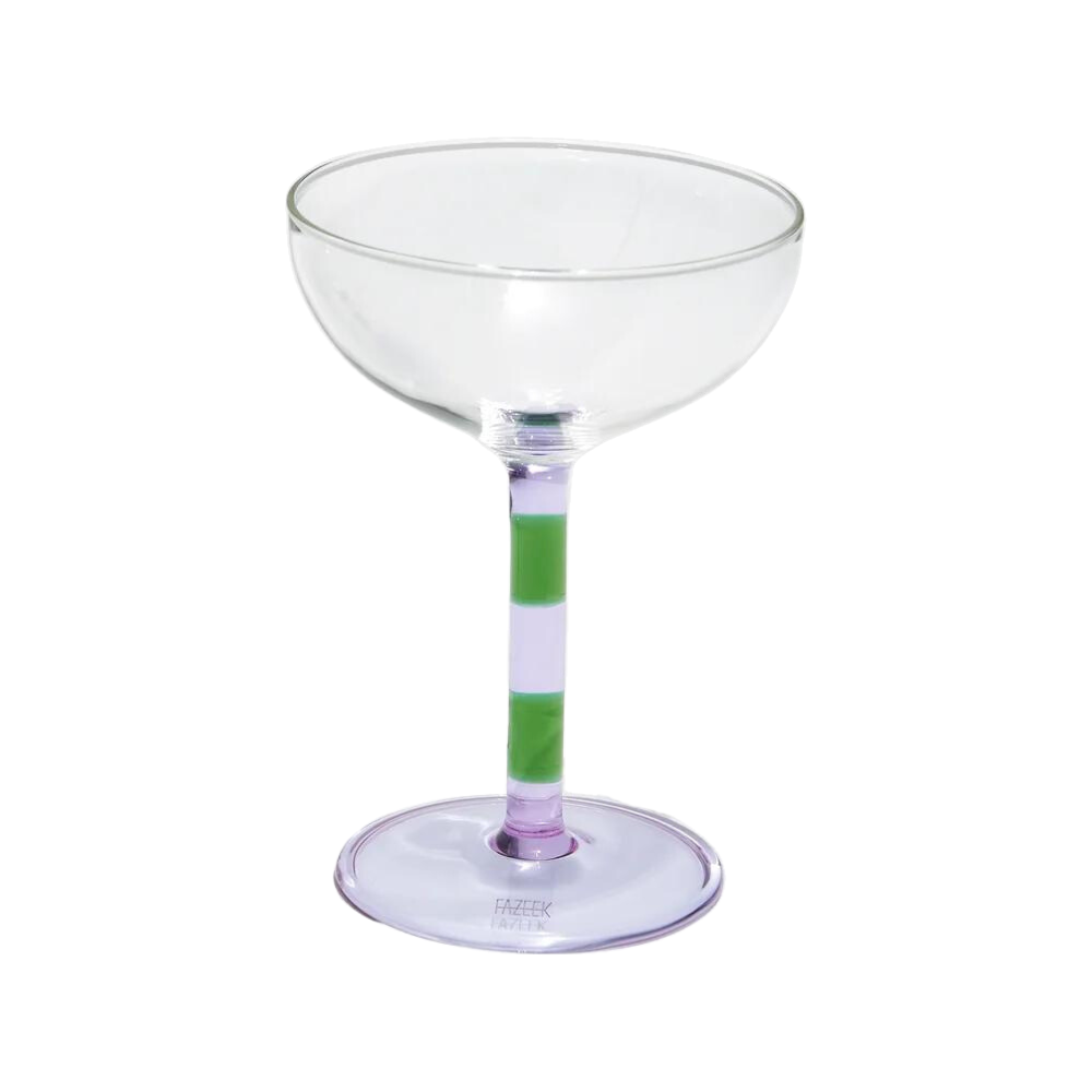 Lilac + Green Striped Coupes (set of 2)