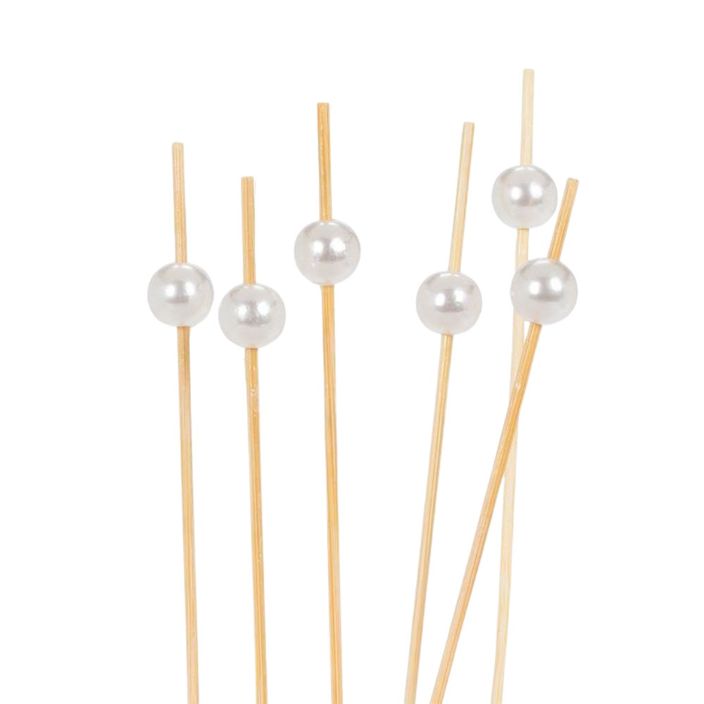 Pearly Ball Bamboo Picks (Box of 100)