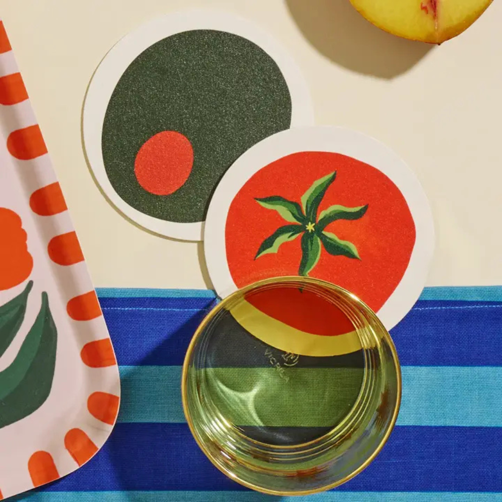 Pimento Olive Coasters (set of 4) and Tomato Coasters (set of 4)