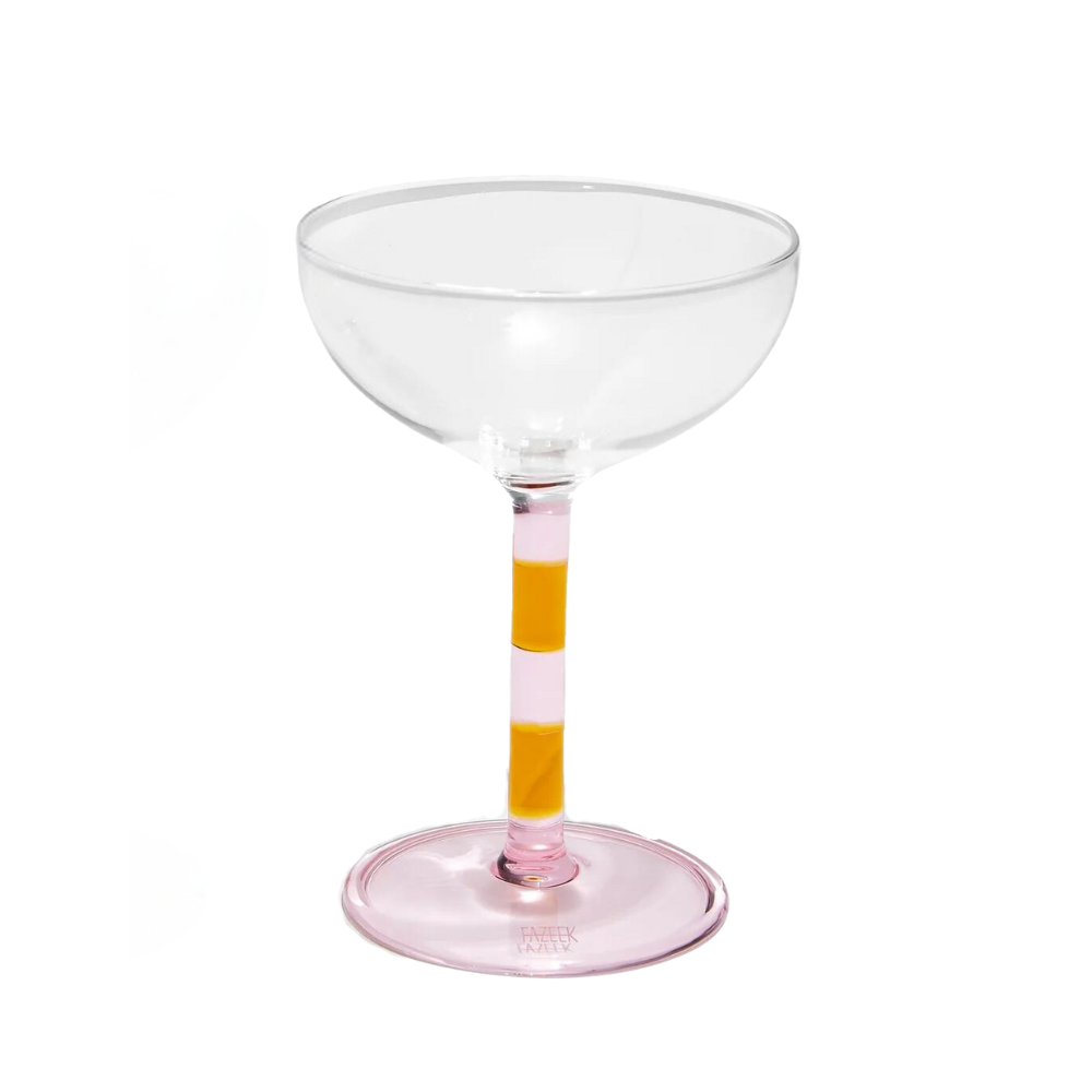 Pink + Amber Striped Coupes (set of 2)