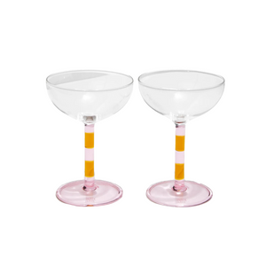 Pink + Amber Striped Coupes (set of 2)