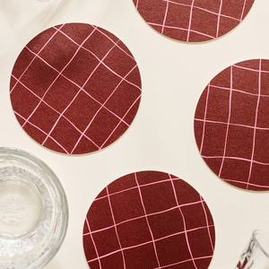 Pink & Burgundy Plaid Coasters (set of 4)