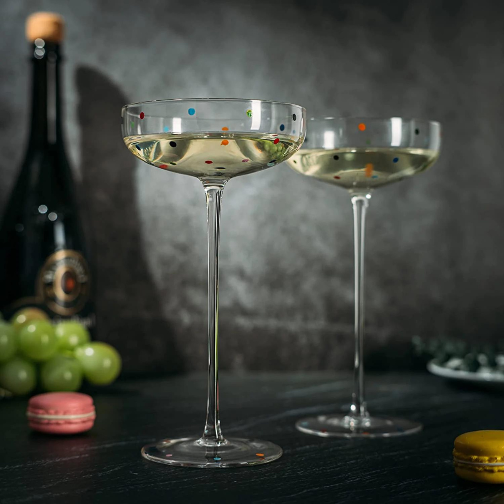 Polka Dot Champagne Saucer - set of 2