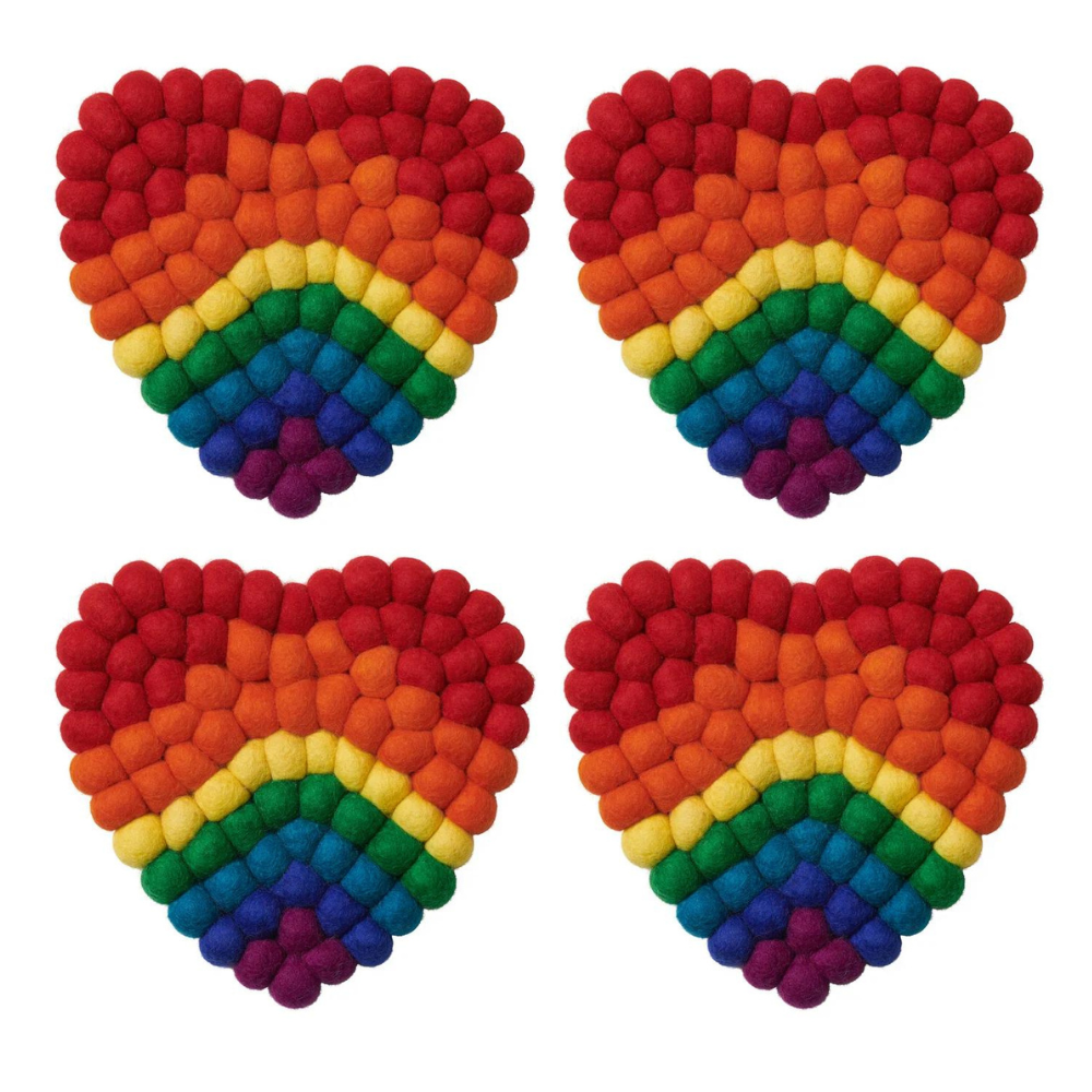 Rainbow Heart Coasters (set of 4)