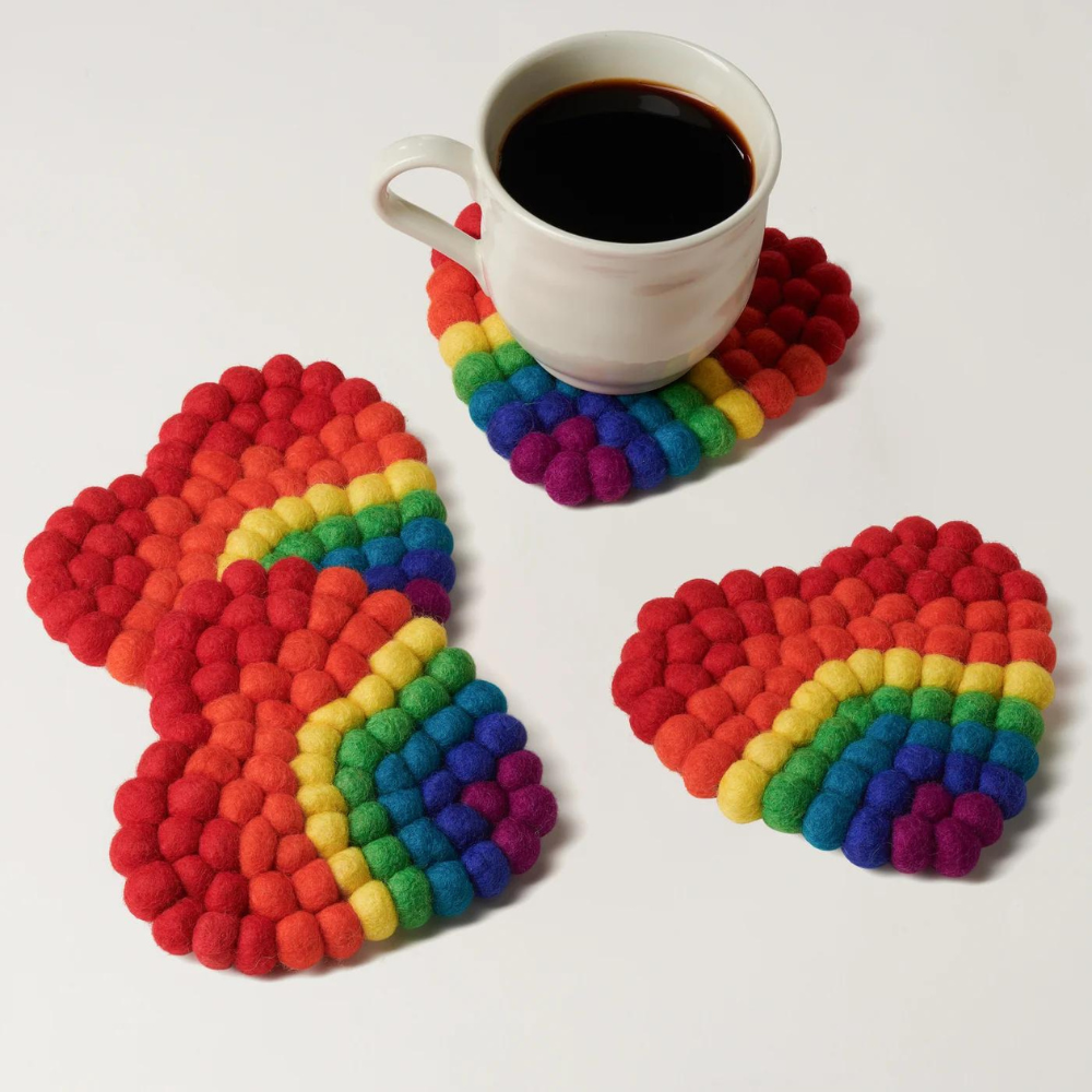 Rainbow Heart Coasters (set of 4)