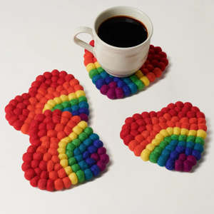 Rainbow Heart Coasters (set of 4)