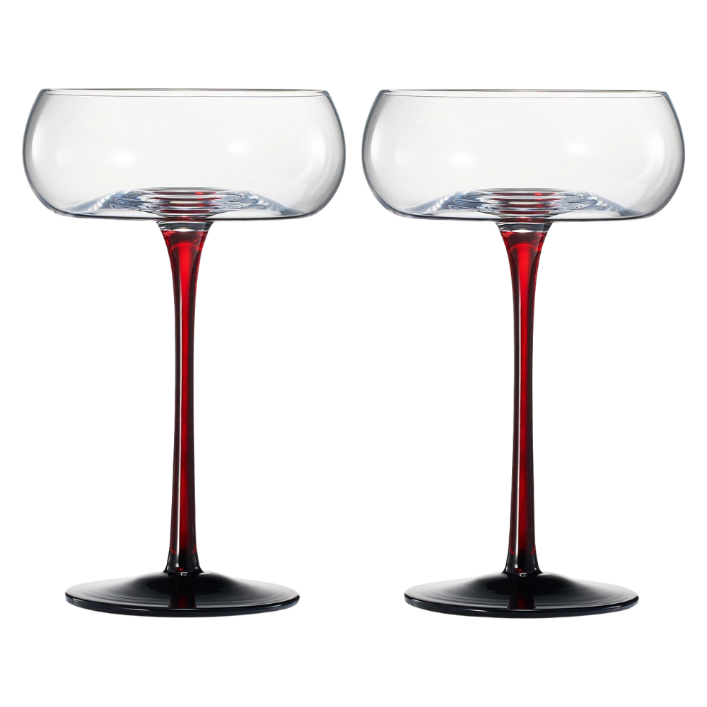 Red & Black Stemmed Coupes (set of 2)