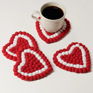 Red & White Heart Coasters (set of 4)