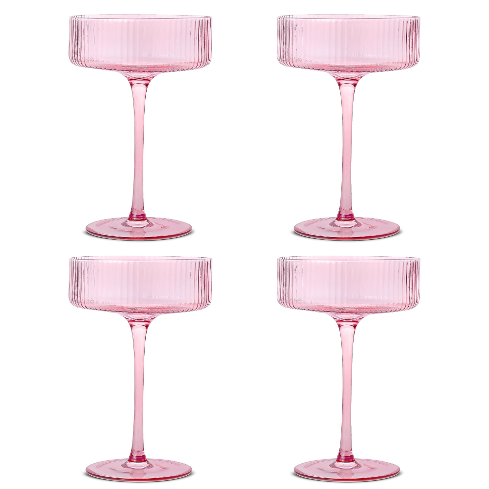 Ribbed Pink Coupes (set of 4)