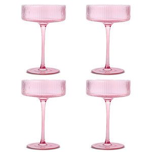 Ribbed Pink Coupes (set of 4)