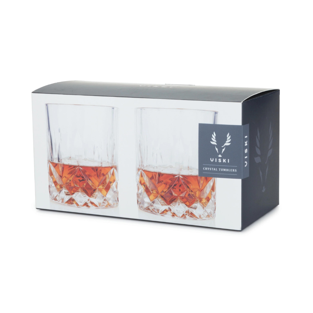 Viski Admiral Cut Crystal Tumblers (set of 2) packaging