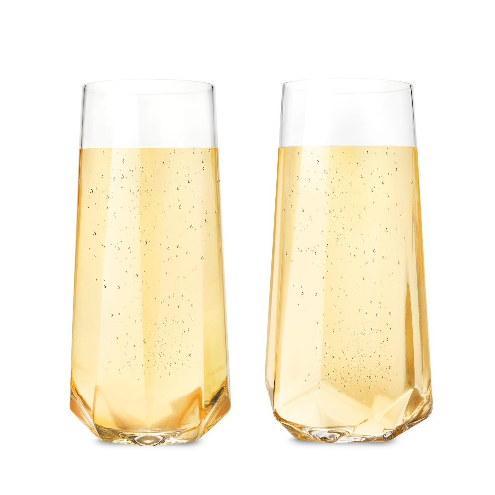 Viski Faceted Stemless Crystal Champagne Flutes (set of 2)