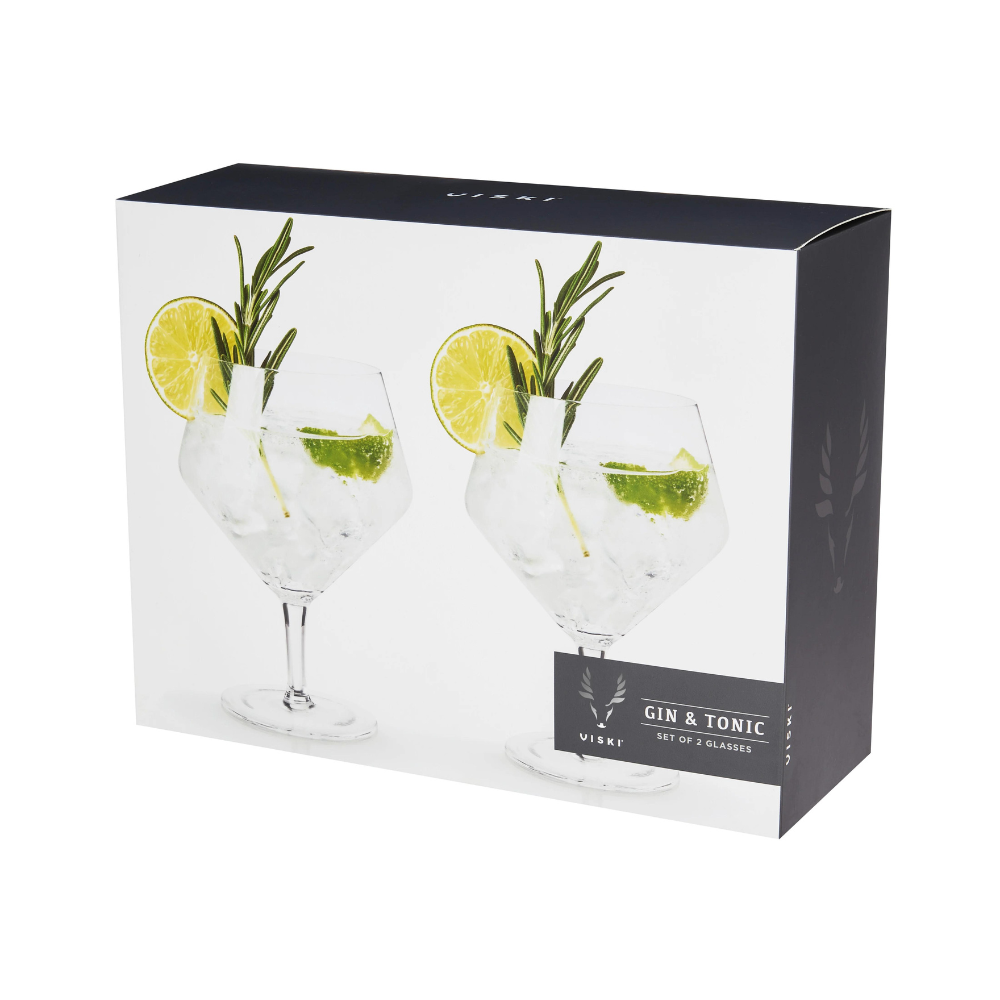 Viski Raye Gin & Tonic Glasses (set of 2) packaging