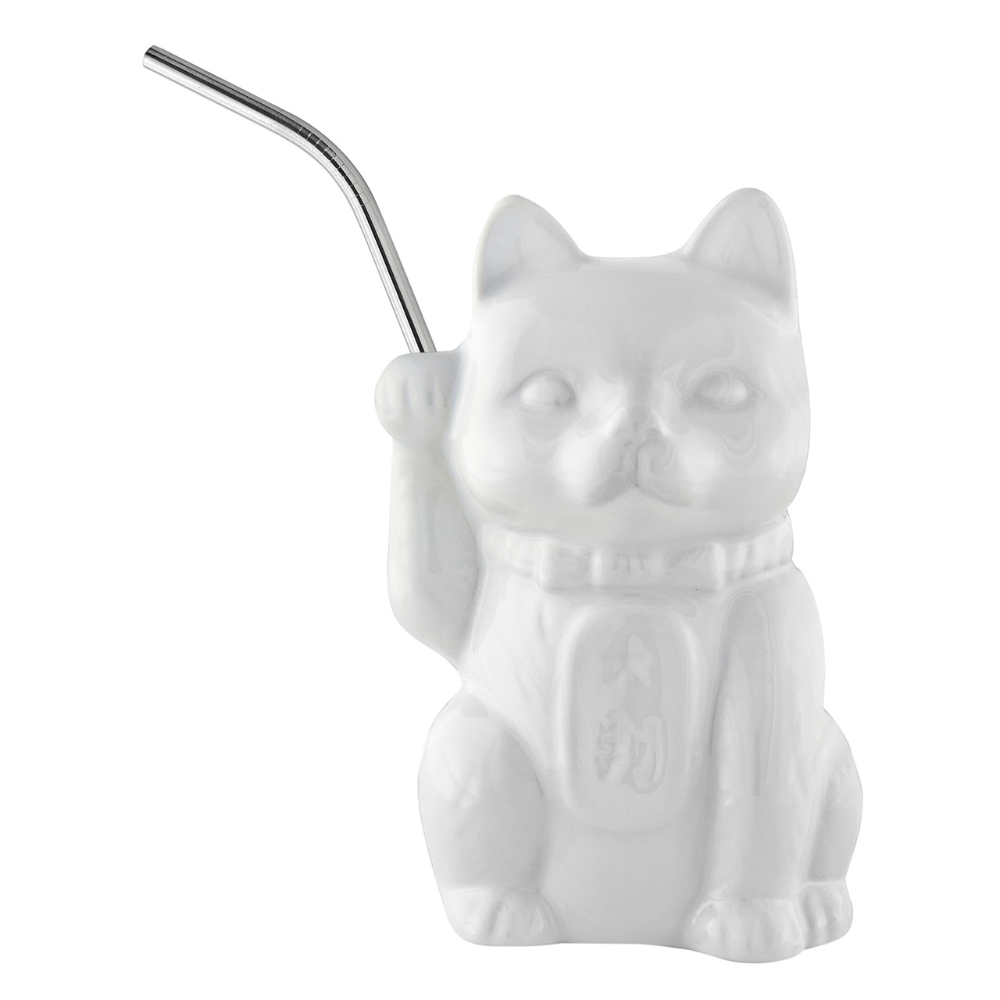 White Neko Cat Tiki Mug_front