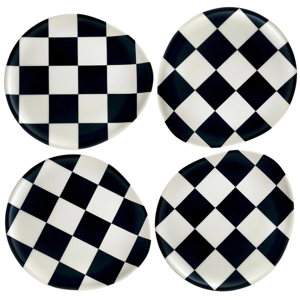 Xenia Taler Black Check Coasters (Set of 4)