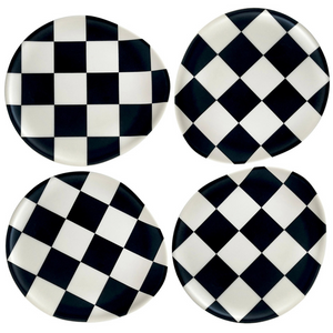 Xenia Taler Black Check Coasters (Set of 4)