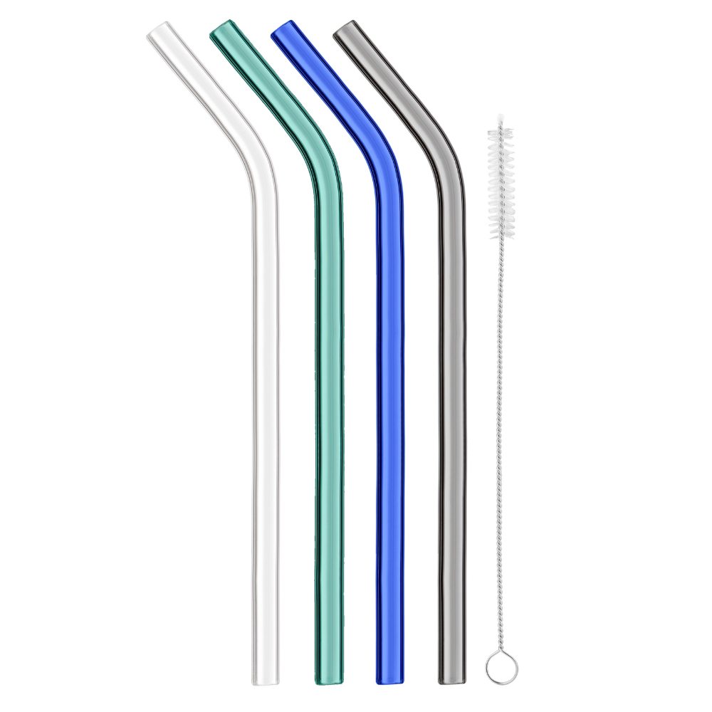 Glass Straws Colour Mix / Set of Four Reusable Glass Drinking